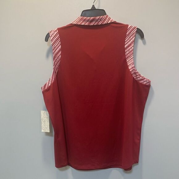 NWT Chicos zenergy sleeveless piped polo tank Deep Cherry 570292231 size… - Picture 4 of 12